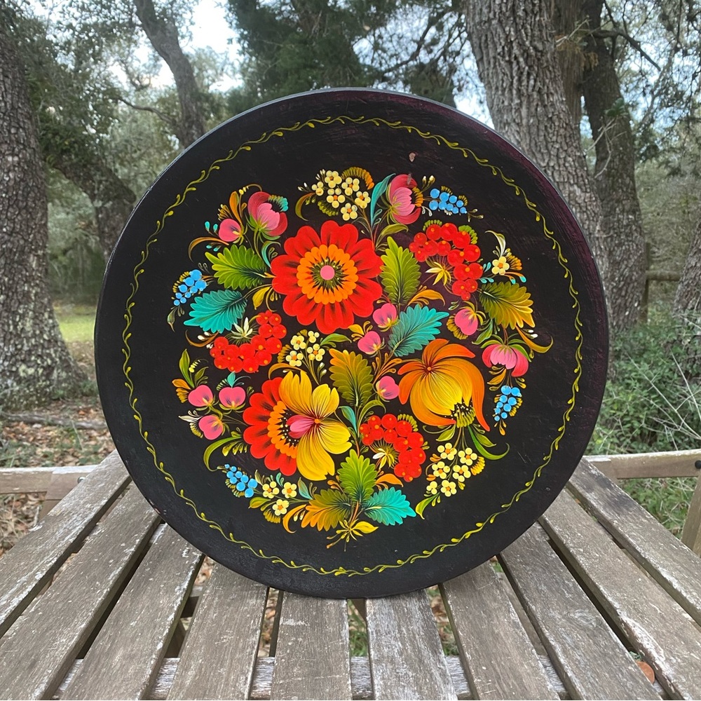 Large Hand Painted Ukrainian Floral Folk Art Wall Decor